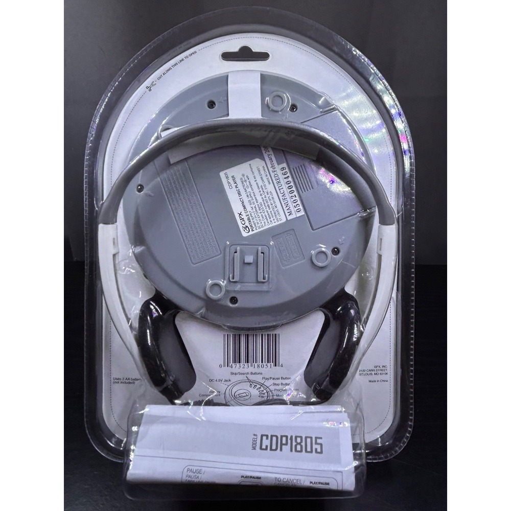 GPX CDP1805 Portable CD Player White Gray NEW FACTORY SEALED! CD/CDR/CDRW Player - Picture 3 of 8
